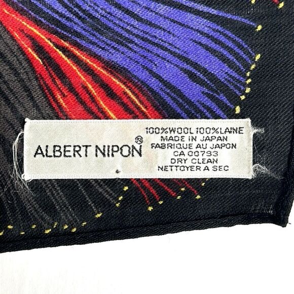 Albert Nipon Wool Square Scarf Purple Multicolor Persian Motifs Excellent 38x38 - Picture 16 of 16